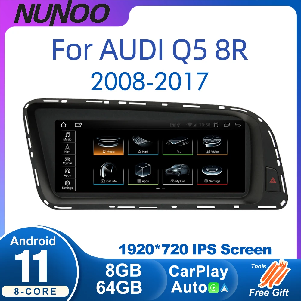 

Android 11 8+64GB CarPlay For Audi Q5 2008-2017 MMI 2G 3G Car Multimedia Player IPS Touch Screen Navi GPS 4G WiFi DSP Radio