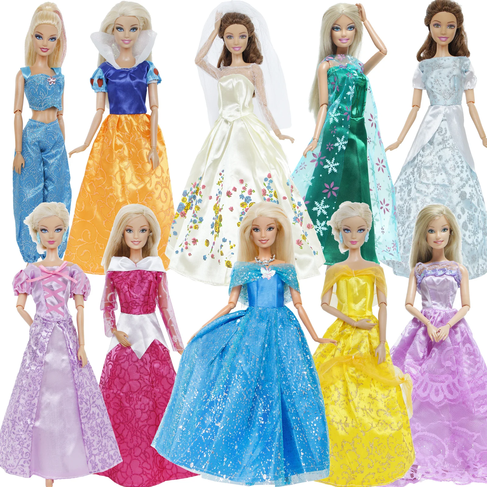 10 шт./партия Модная Кукла Принцесса платья сказочная юбка наряд из пайеток топ и