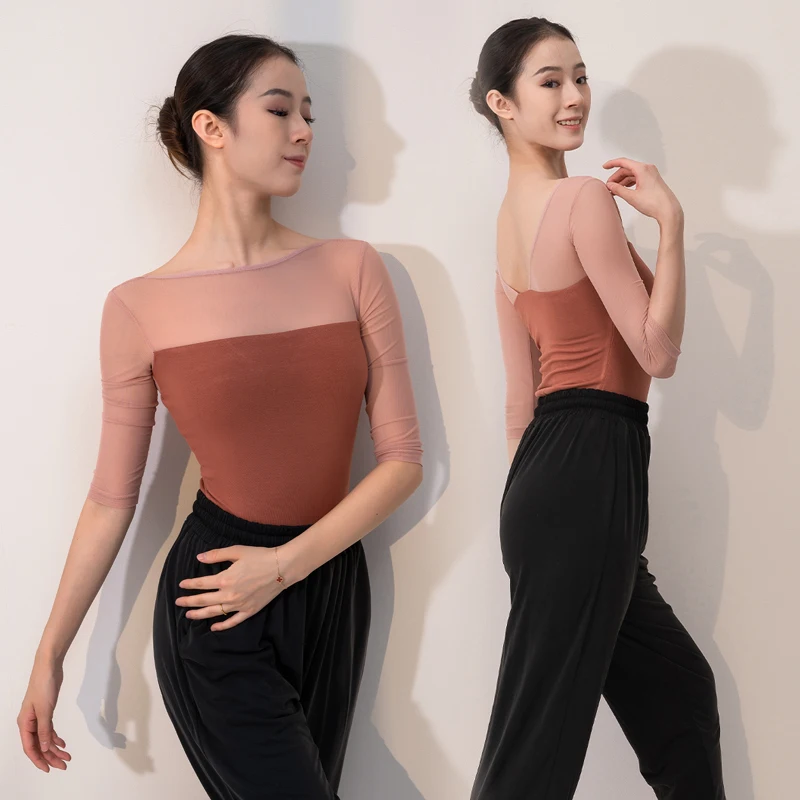 

3 цвета, сетчатые балетные топы, женские гимнастические феи с коротким рукавом, Женская танцевальная одежда, танцевальная тренировочная одежда JL4720