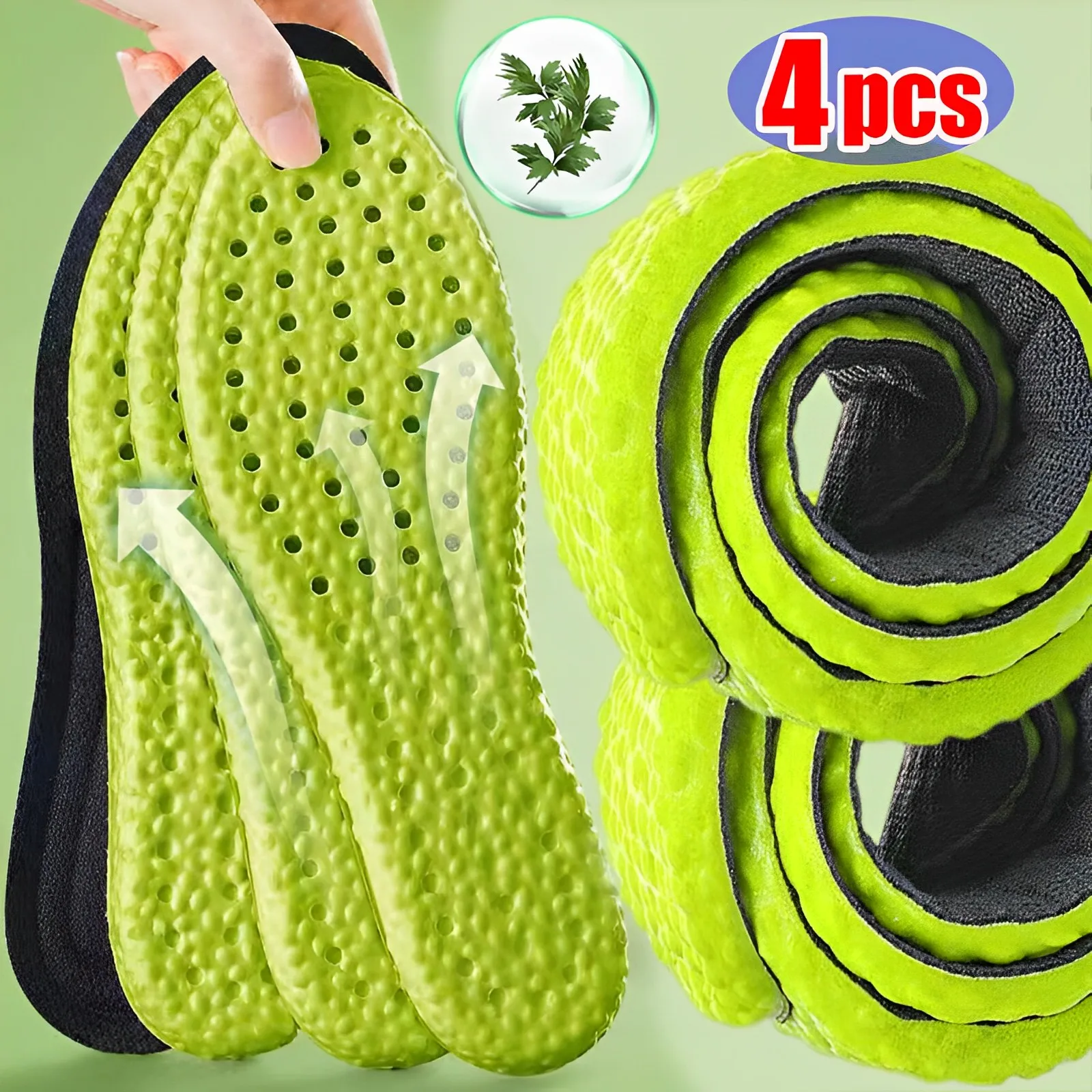 4pcs Massage Insoles Women Men Breathable Arch Support Shoe Sole Pads Unisex Deodorant Memory Sponge Sports Feet Care Inserts