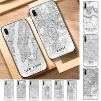 fhnblj london country sketch city map phone case for huawei y 6 9 7 5 8s prime 2019 2018 enjoy 7 plus