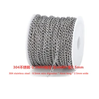 5m soldered 304 stainless steel curb chains for jewelry making 4x3x0 5mm rose gold golden silver plated with spool