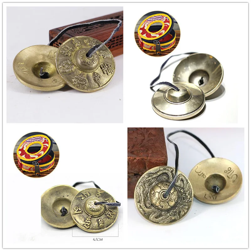 Tibetan Bell Meditation Handcrafted Cymbal Bell Copper Crisp Sound Symbols Buddhist Temple with Bag enlarge