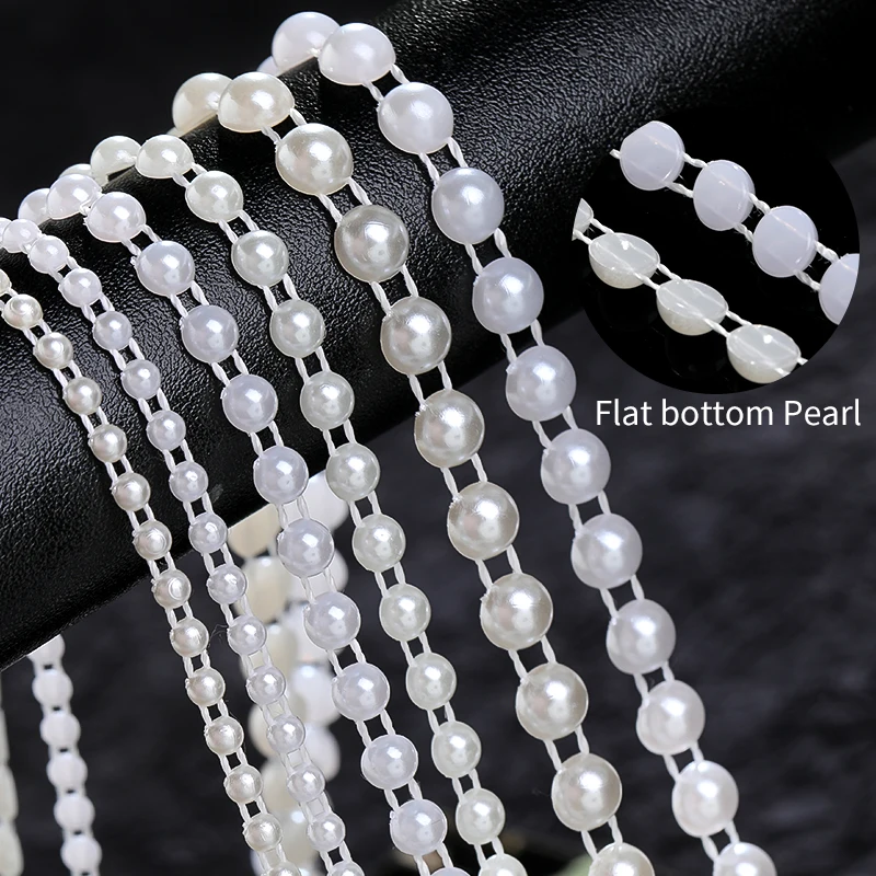 4/6/8/10mm 2 Meters Half-round Faux Bead Spool For Wedding Party Decoration Square Sunflower Diy Line Chain Pearl Garland Strand - купить по