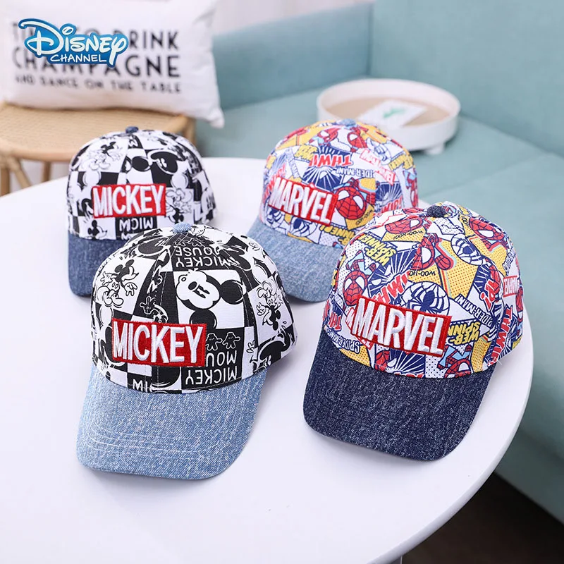 

Disney Mickey Cotton Baseball Cap Spiderman Cartoon Letter Print Boys Girls Unisex Hats Snapback Adjustable Kids Sunshade Hat