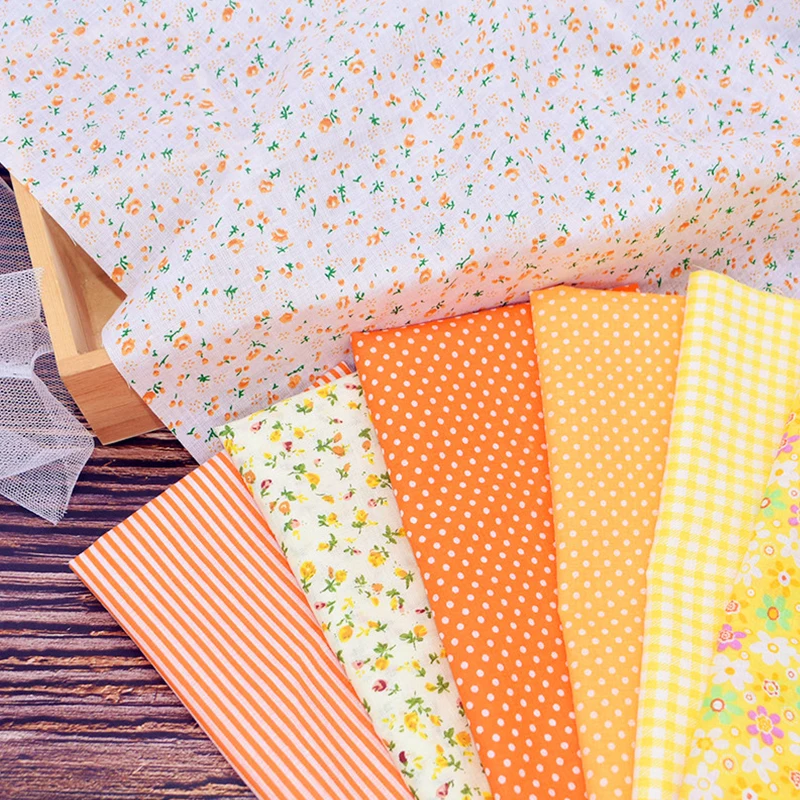 7 шт. хлопковая ткань с цветочным принтом 25x25 см