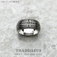 band ring cross brand new europe style vintage fashion jewerly for women men gift in 925 sterling silver