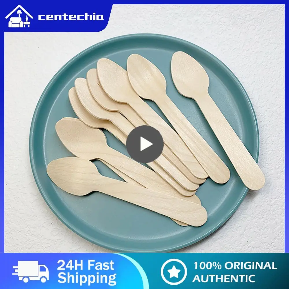 

Biodegradable Disposable Wooden Spoon Convenient Mini Ice Cream Scoop Environmental Friendly Durable Coffee Dessert Spoon Smooth