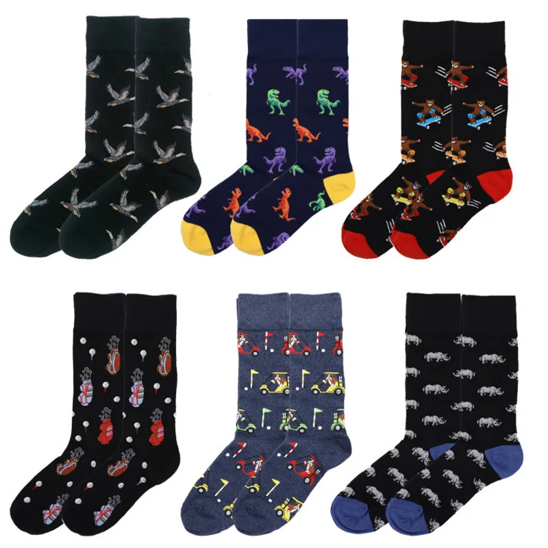 

Peonfly Harajuku Socks High Quality Animal Cartoon Elephant Pattern Long Happy Men Novelty Skateboard Crew Casual Crazy