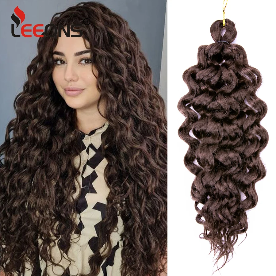 

Leeons Ocean Wave Crochet Hair 18 Inch Hawaii Curl Braiding Hair Synthetic Afro Curly Hair 3 Packs Wavy High Temperature Fiber