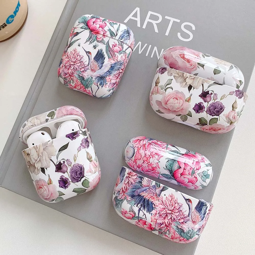 

Flowers Earphone Case for AirPods 2 Pro Cases Cute Colorful Vintage Hard PC Smooth Protective Cover for AirPod 2 3 Air Pods Case