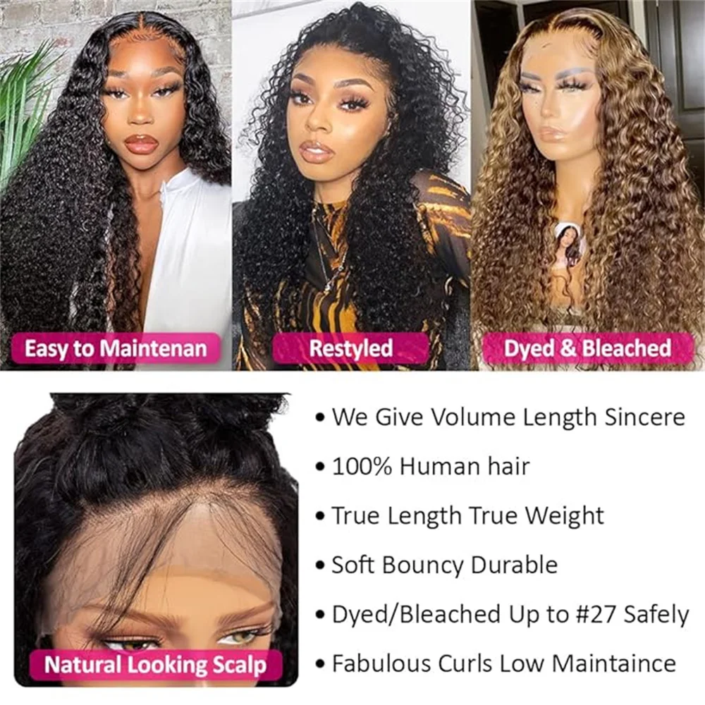 EMOL Kinky Curly Human Hair Frontal Wig 13x4 Кружевной фронтальный парик со швейцарской кружевной