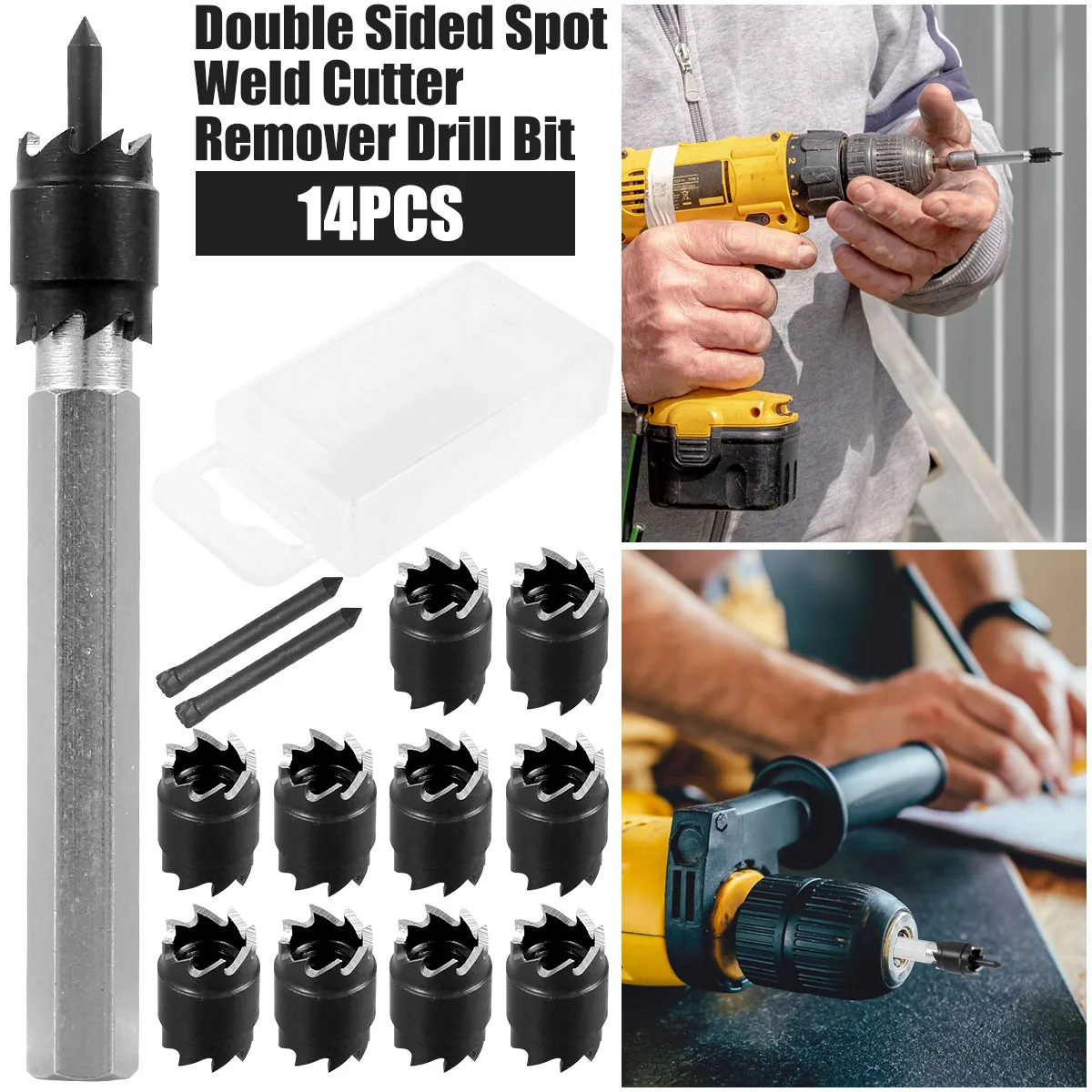 

Набор фрез для точечного сварки, комплект из 14 двухсторонних насадок из быстрорежущей стали, 3/8 дюймов