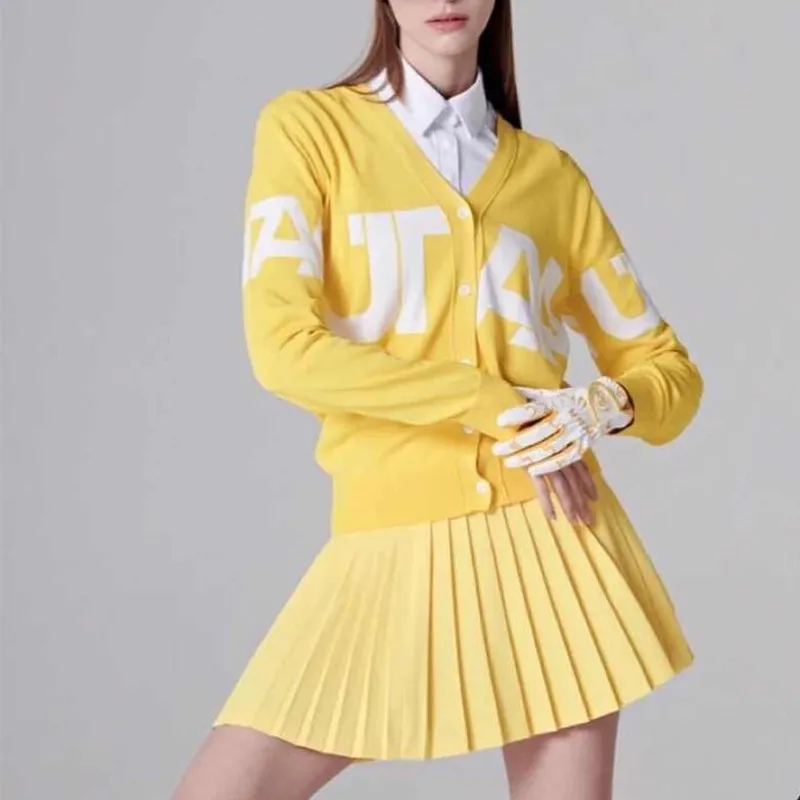Golf Clothing Golf Women's Suit Autumn Ice Silk Knit Sweater Women's Jacket with Short Skirt