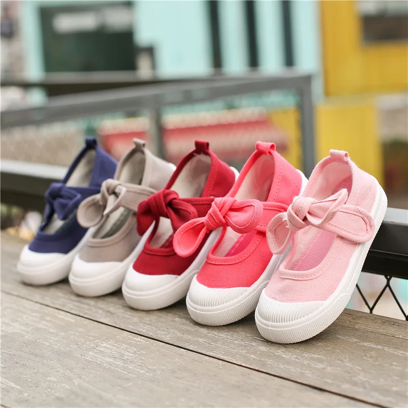 

New Children Shoes Girls Canvas Shoes Fashion Bowknot Comfortable Kids Casual Shoes Sneakers Toddler Girls Princess Shoes 21-35