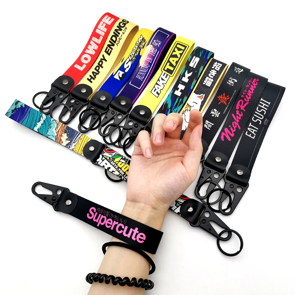 Лидер продаж, брелок для автомобильных ключей, брелок для ключей JDM, нейлоновая лента, поддельный ремень для такси, брелок со стальным пружинным зажимом, шнурок, аксессуары