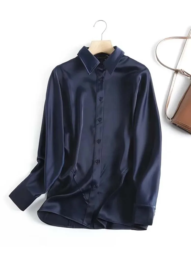 

Блузка женская плиссированная офисная на пуговицах, с длинным рукавом