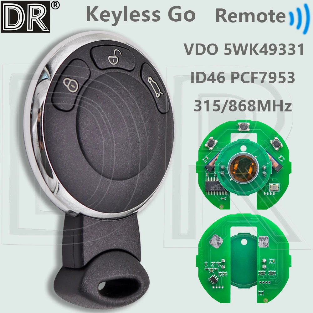

DR ID46 чип 315/868 МГц Keyless Go автомобильный дистанционный ключ VDO 5WK49331 для BMW MINI Cooper R56 R57 R60 R61Cabrio Clubman Countryman