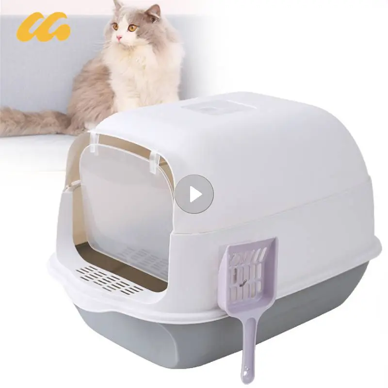 

Fully Enclosed Cat Litter Basin Cat Toilet Splash Proof And Odor Proof Flip Over Oversized Cat Litter Basin Cat Excrement Basin