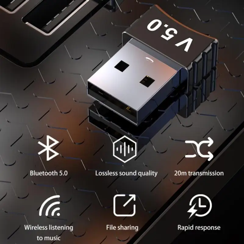 

Mini USB Bluetooth 5.0 Compatible Adapter Bluetooth Audio Receiving Transmitter Supports Mouse/keyboard/headphones/phone/speaker