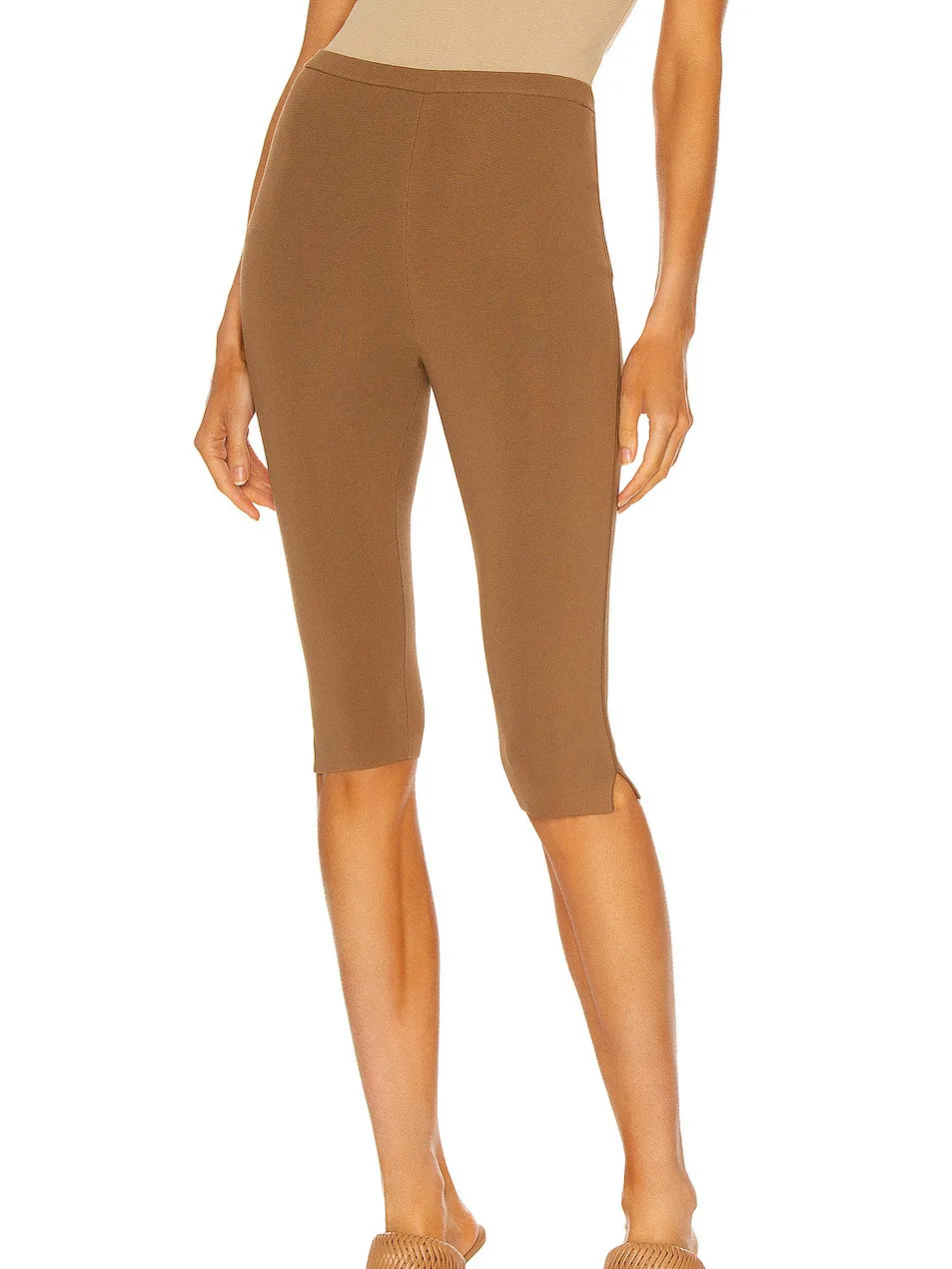 

Новинка 2022, женские спортивные брюки до колена с высокой талией, женские брюки для фитнеса с разрезом на подоле, облегающая верхняя одежда, ш...