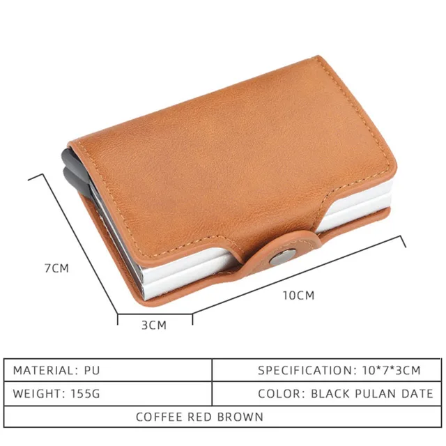 Automatic RFID Card Holder Mini Wallet Vintage PU Leather Metal Smart ID Credit Card Holders for Men Women Business Card Case 6