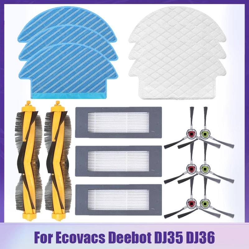

Main Brush Disposable Mop Cloth Hepa Filter Side Brush Parts For Ecovacs Deebot DJ35 DJ36 Robotic Vacuum Cleaner Replacement
