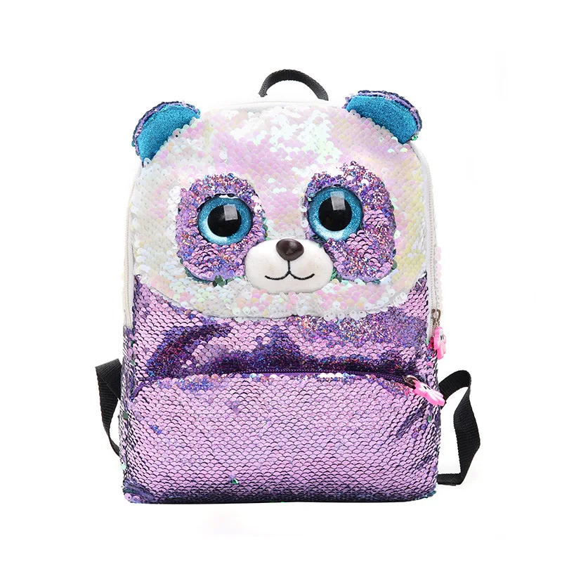 Sequin Kids Bag for Girls Panda Small Backpack Kawayi Schoolbags Infantiles Daughter Gift 10.6inch Cute Kindergarten Bookbag