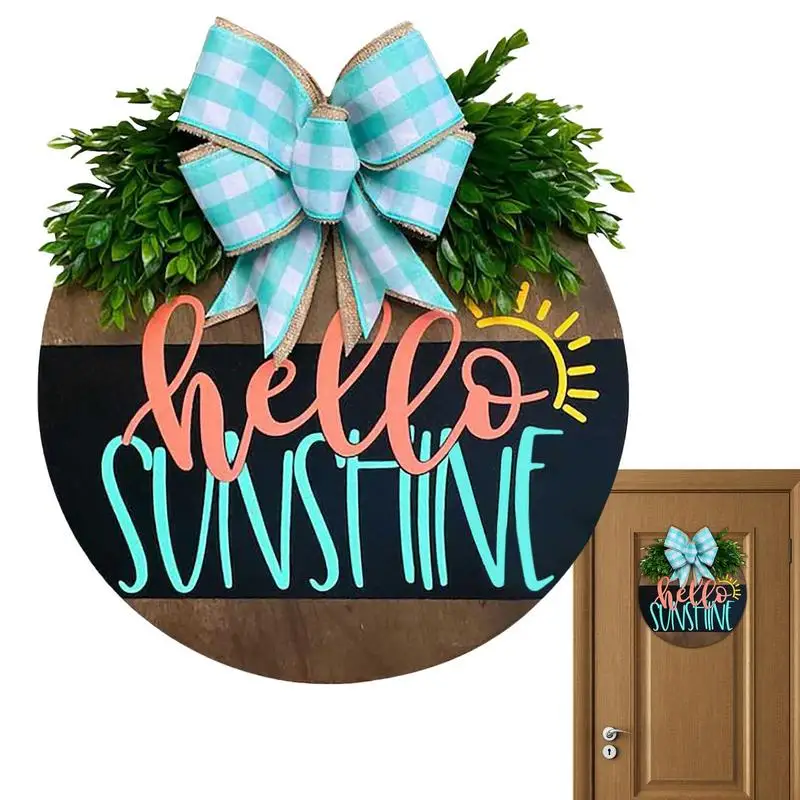 

Летний деревянный знак для крыльца с надписью «Hello Sunshine», деревянный знак для входной двери, деревянный знак для входа в крыльцо, летняя надп...