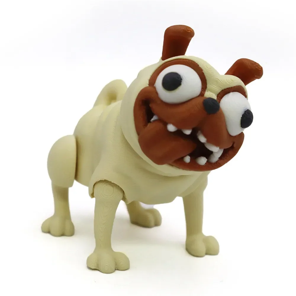 

Абстрактный мопс с 3D-печатью — многосуставная подвижная милая собака для украшения стола, забавный и подарок для дома или офиса