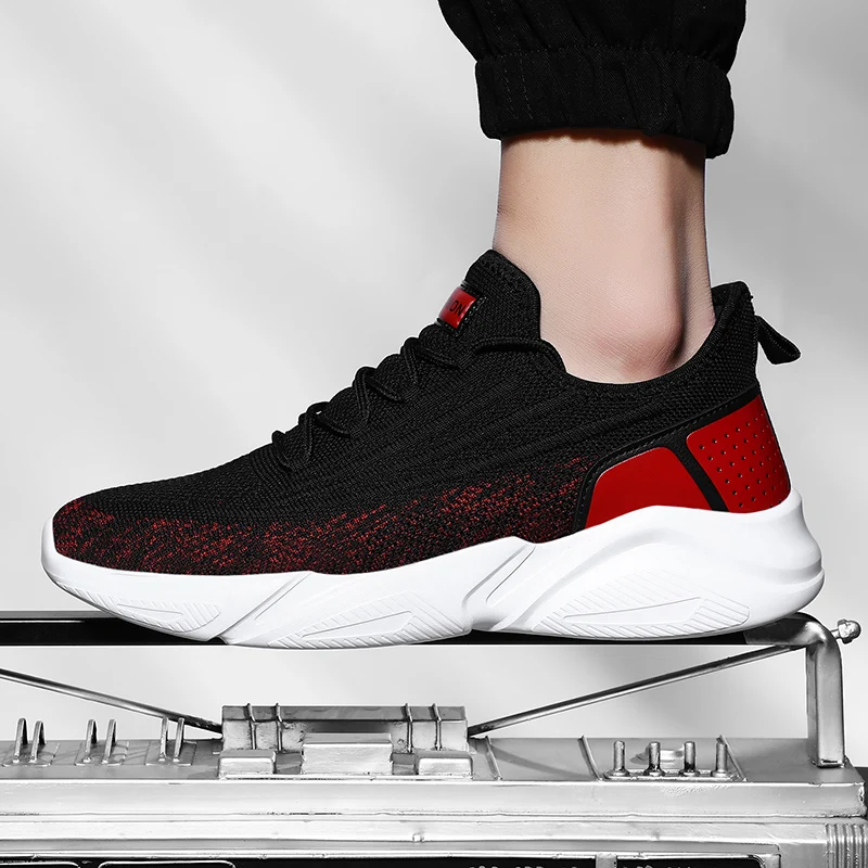 Sports Shoes Men's Breathable Casual Mesh Shoes Comfort Increase Lace-up Non-slip Low-top Running Shoes Zapatos Deportivos