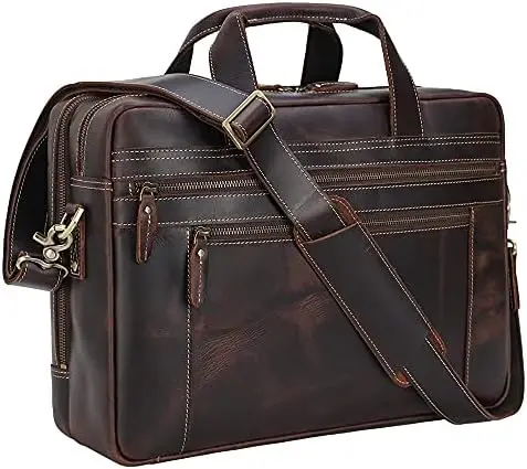 

Портфель из натуральной кожи для мужчин, сумка-мессенджер для ноутбука 17 дюймов, деловой Дорожный чемодан на плечо