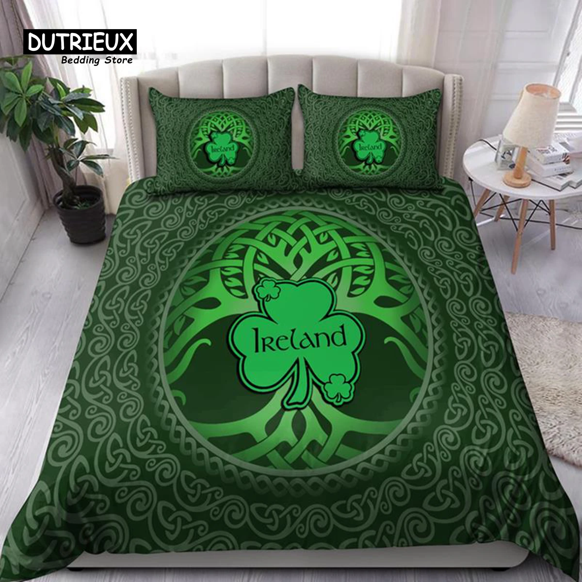 

Tree of Life Duvet Cover Set Ireland St. Patrick's Day Bedding Set Microfiber Viking Celtic Comforter Cover Twin King Queen Size