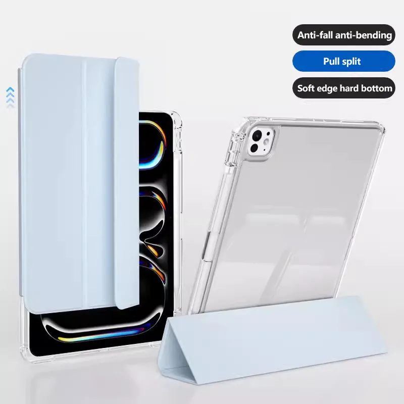 Чехол для iPad Mini 2024 7 A17 Pro Mini6 2021 акриловый HD прозрачный жесткий низ мягкая боковая