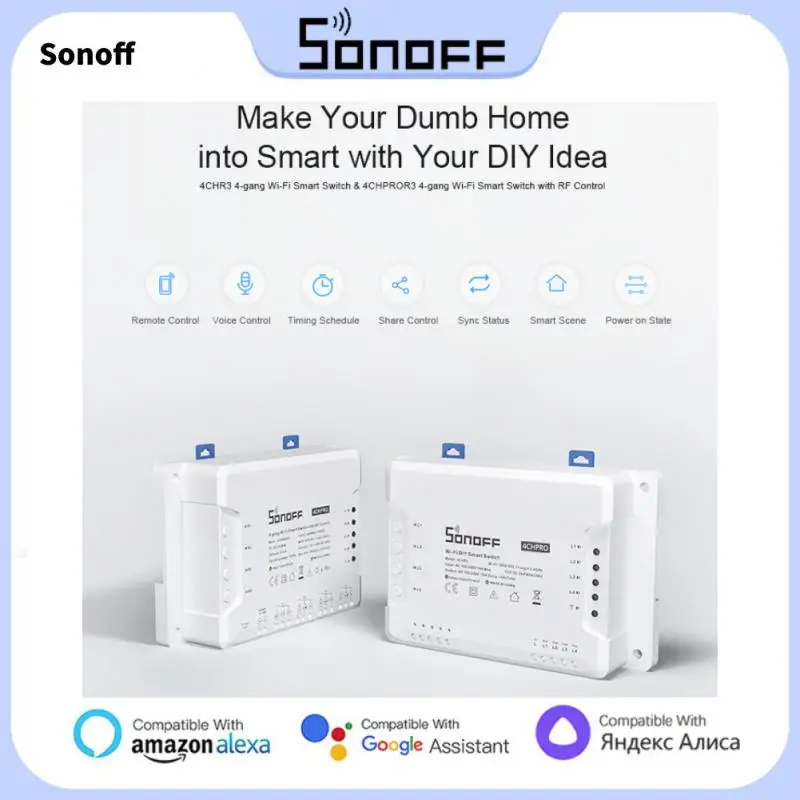 

Sonoff 4 Channel WIFI Smart Timer Switch 433MHZ Mounting Wireless Control Home Light Remote Control 10A/2200W Smart Timer Switch
