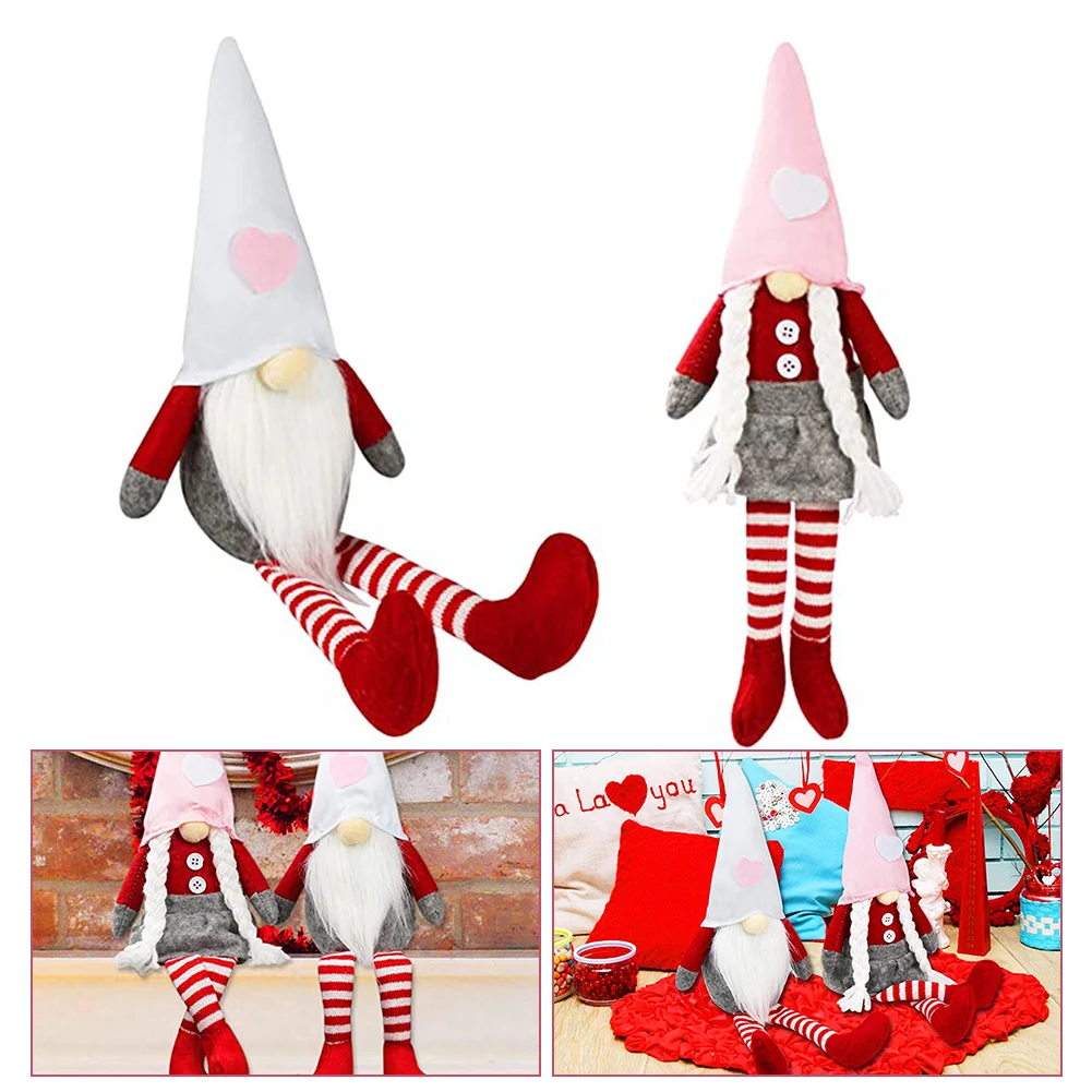 

2Pcs Valentine's Day Faceless Gnome Plush Doll Valentine Gift To Lover Girl Friend For Home Valentine's Decoration Oranment