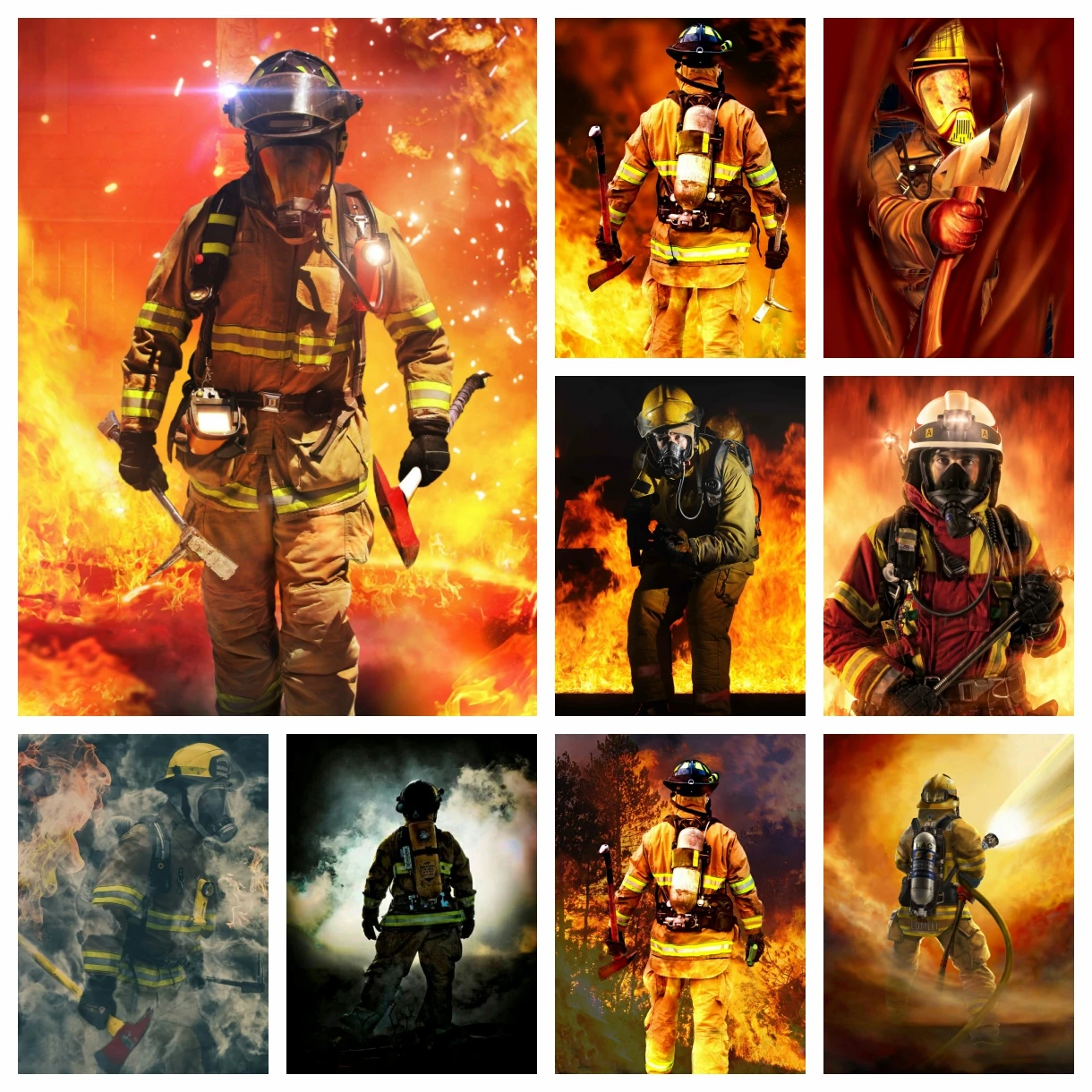 

5D Full Square Round Drill Firefighter Painting Diamond Embroidery Kit Heroes Fireman Cross Stitch Mosaic Picture Art Home Decor