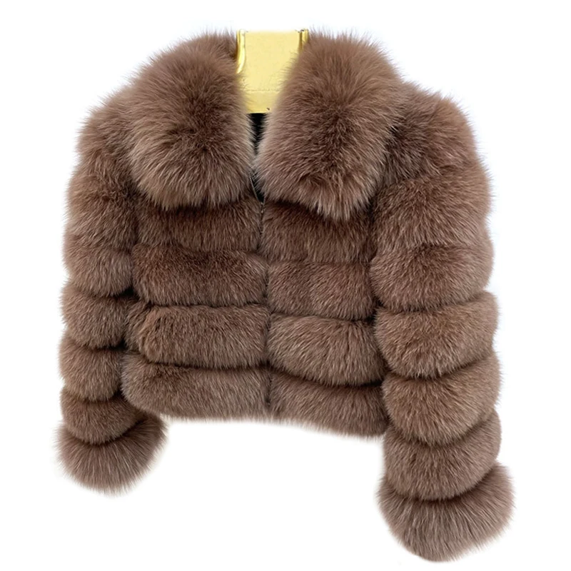 Lavelache Real Fox Fur Coat Full Sleeve Plus Size Clothes Natural Winter Women Turn Down Collar Thick Warm New Style Plus-Size