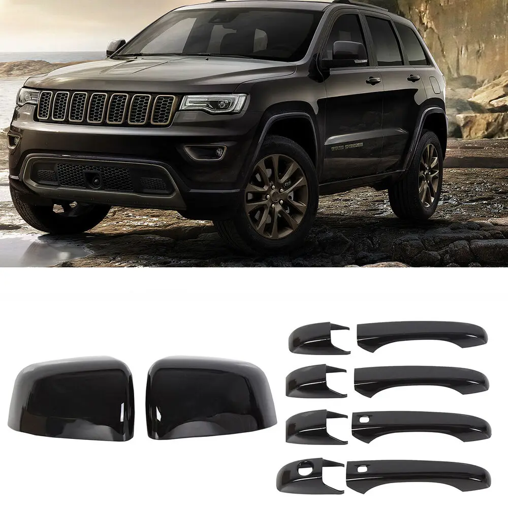 

Черные Зеркальные колпачки + крышка дверной ручки для 2011-2020 Jeep Grand Cherokee