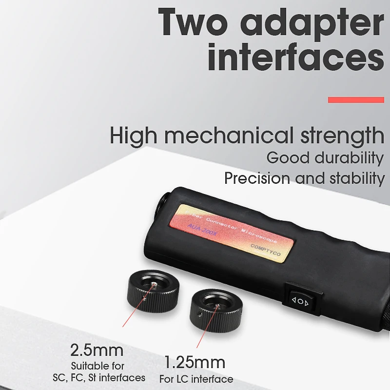 Handheld AUA-200X/400X Fiber Inspection Microscope (SMA905) 3.175mm /2.5mm(SC/FC/ST) /1.25mm(LC)