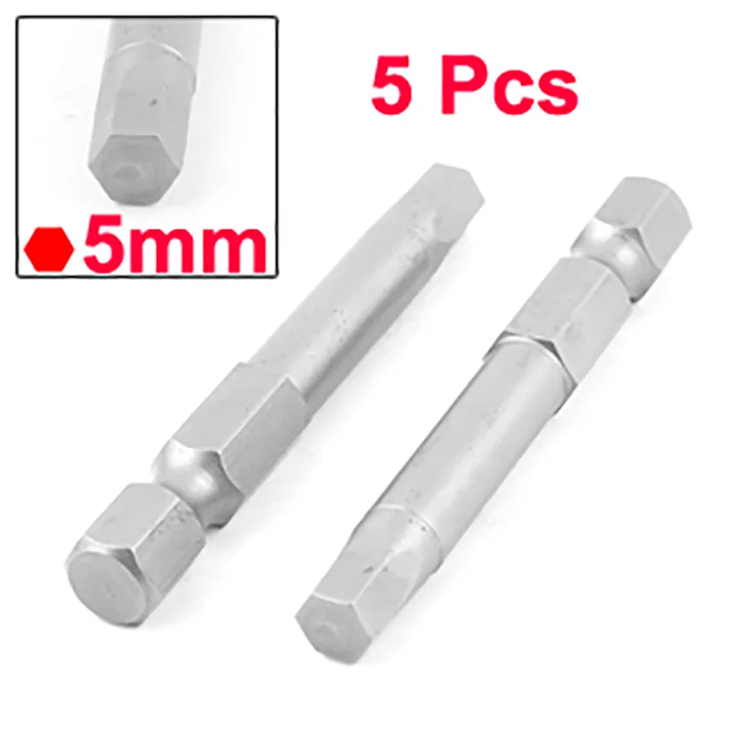 UXCELL 5Pcs 5mm Hexagon Tip Head Magnetic Screwdriver Bits H
