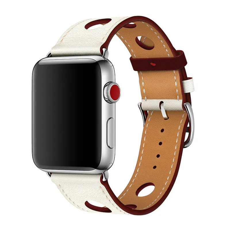 Premium Leather Strap For Apple Watch Band 49mm 45mm 41mm 44mm 42mm 40mm 38mm Breathable Bracelet iWatch Ultra 8 7 6 5 4 3 SE