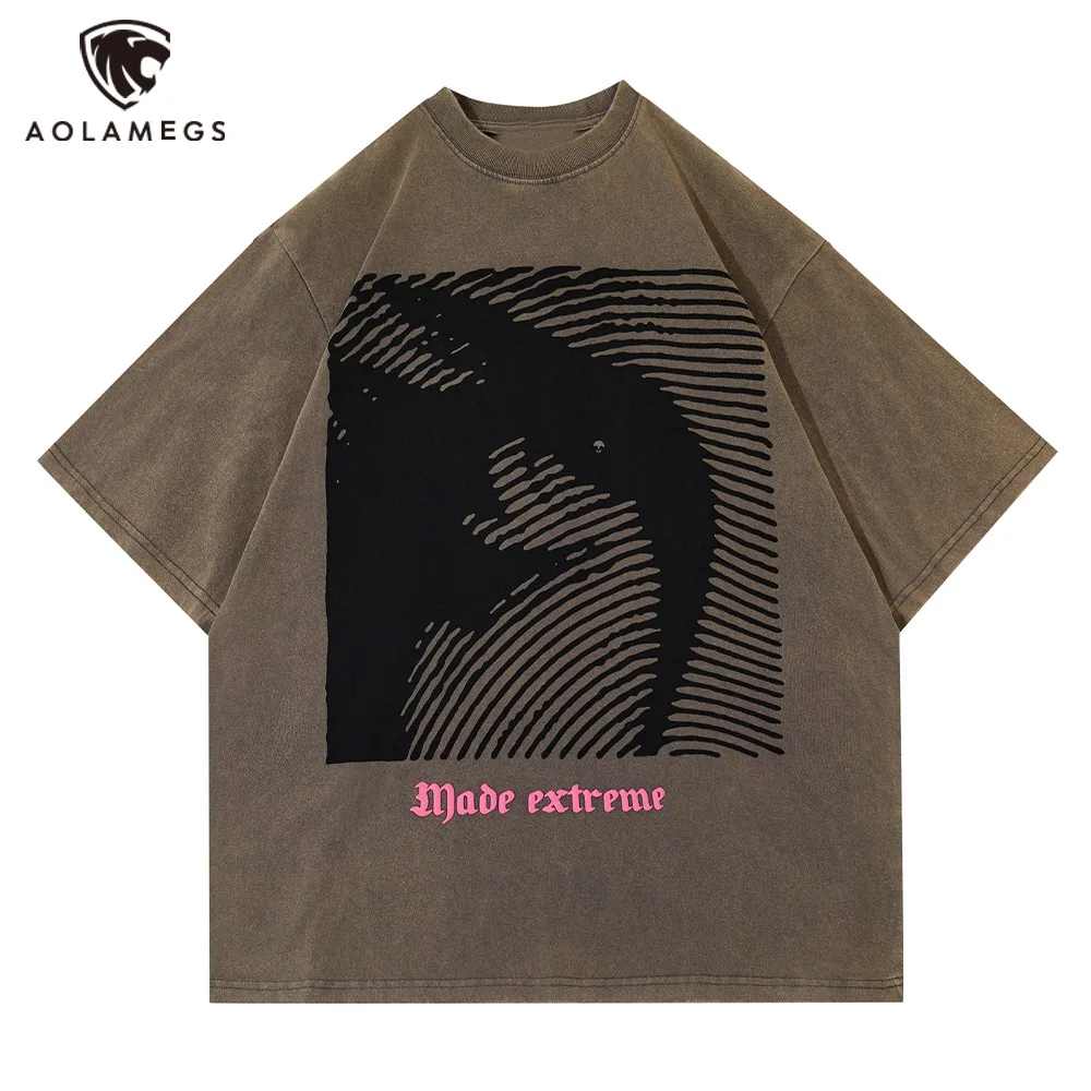 

Уличная винтажная Мужская футболка большого размера с забавным графическим принтом в стиле ретро, летняя футболка в стиле Харадзюку, свобо...