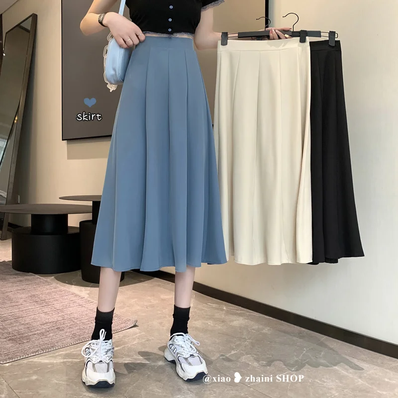 

French Pleated Skirt Skirt for Women 2022 New Summer High Waist Thin Skirt A-line Short Skirt Skirts Woman Fashion 2022 Long