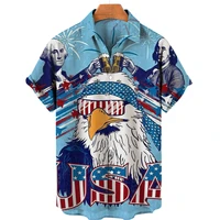 66 route hawaiian t shirts mens 2022 new summer loose clothing 5xl american flag national bird animal eagle