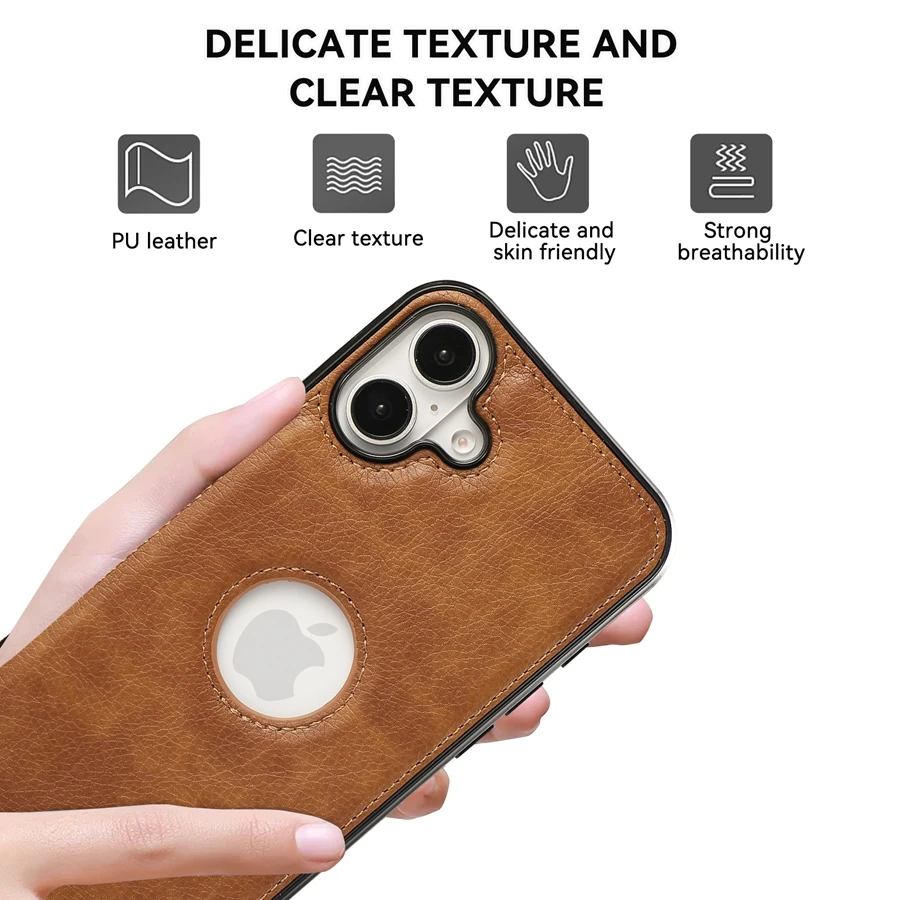 Роскошный чехол из искусственной кожи для телефона iPhone 16 Pro Max Plus противоударный 15