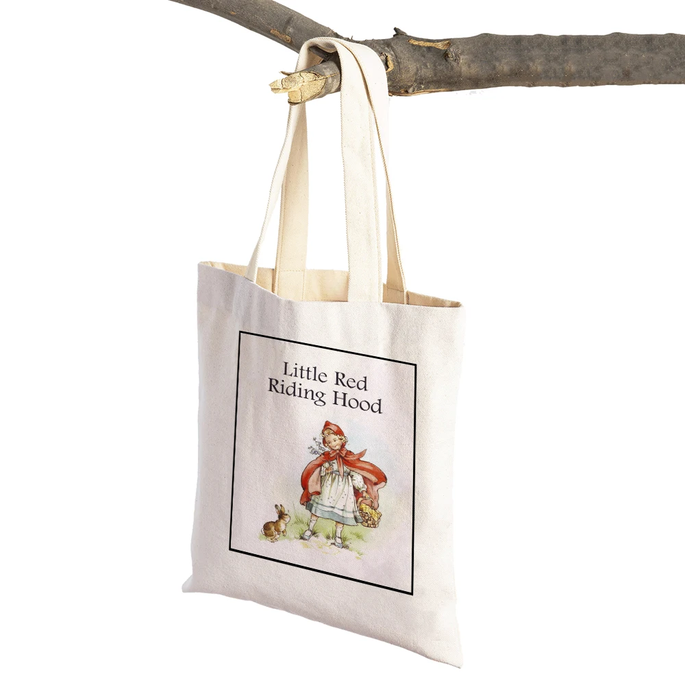 

Красная сумка-шоппер с капюшоном для верховой езды, Сказочная сумка для супермаркета, сумка-тоут для детей, Повседневная Милая мультяшная х...