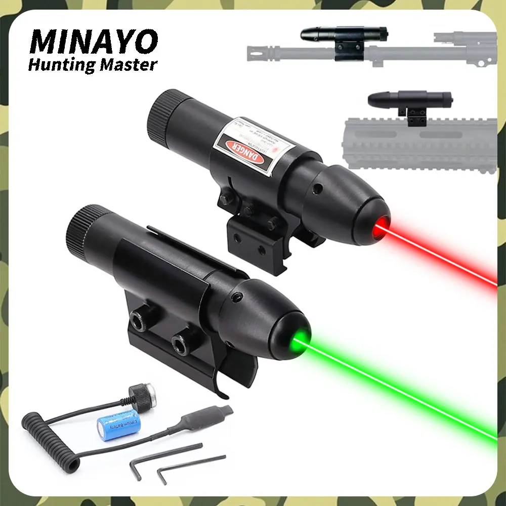 

Tactical Green/Red Laser Dot Sight Hunting Rifle Aiming Scope, with Tube Clip Barrel Mount&11mm/20mm Picatinny/Weaver Rail Mount