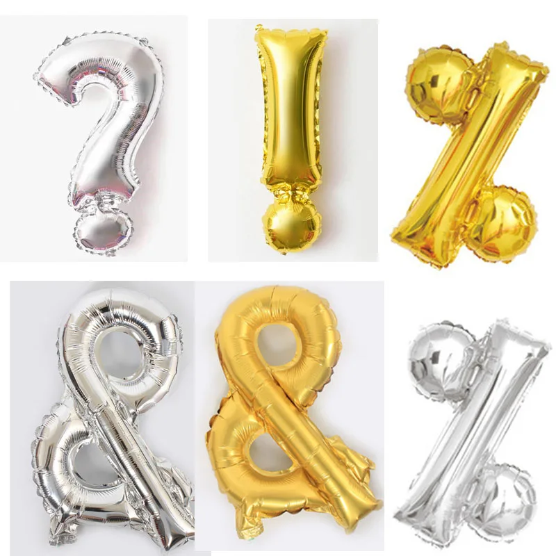 

50pcs Punctuation mark Foil Balloon baby shower first birthday Wedding Theme Event party Gold silver bolloons decor wholesale