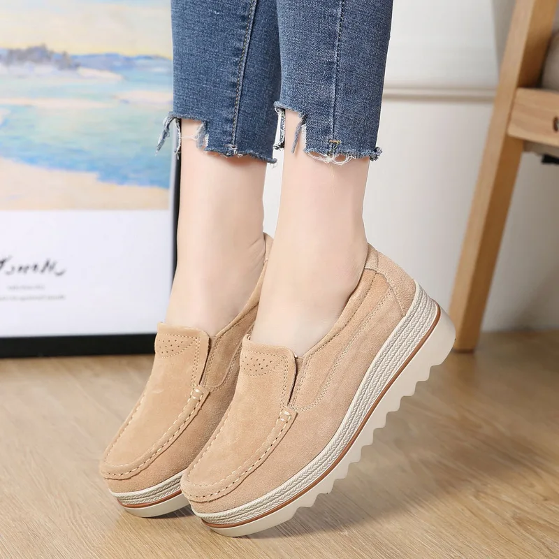 2023 Spring Women Flats Shoes Woman Platform Slip On Flats Sneakers Women Suede Ladies Tenis Loafers Moccasins Casual Shoes